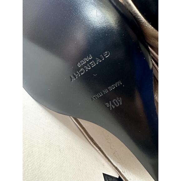 Givenchy Shark Lock Knee High Boots Womens Size 40.5 Gold Leather New - Picture 8 of 14